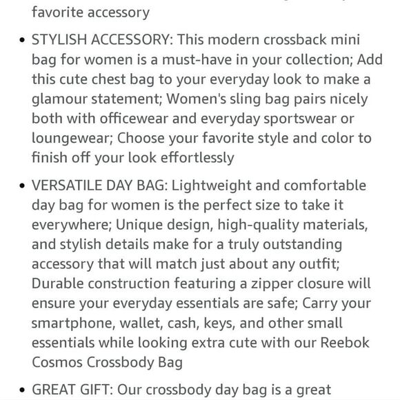 Reebok Black Cosmos Crossbody/ Backpack Bag - Picture 6 of 7